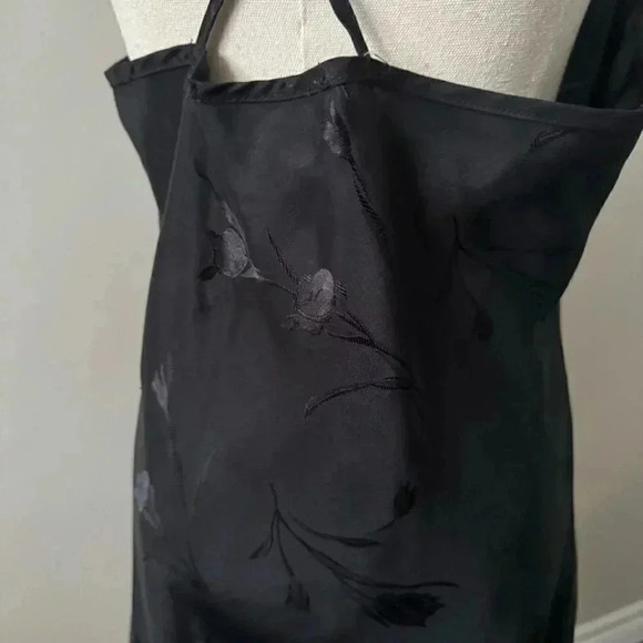 Vintage black satin floral detail slip dress M - Picture 6 of 7